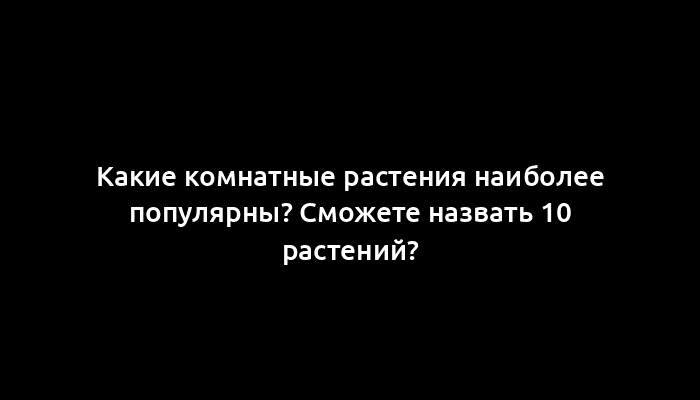 Какие комнатные растения наиболее популярны? Сможете назвать 10 растений?