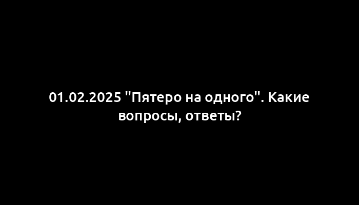 01.02.2025 "Пятеро на одного". Какие вопросы, ответы?