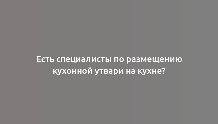 Есть специалисты по размещению кухонной утвари на кухне?