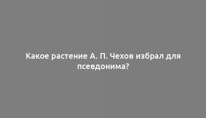 Какое растение А. П. Чехов избрал для псевдонима?