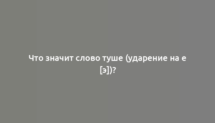 Что значит слово туше (ударение на е [э])?