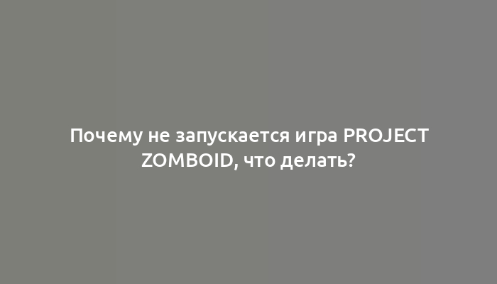 Почему не запускается игра Project Zomboid, что делать?